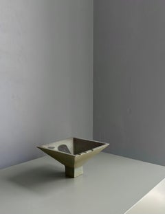 Schwedische Vintage Modernist eckige Schale auf Fuß, ca. 1970er Jahre