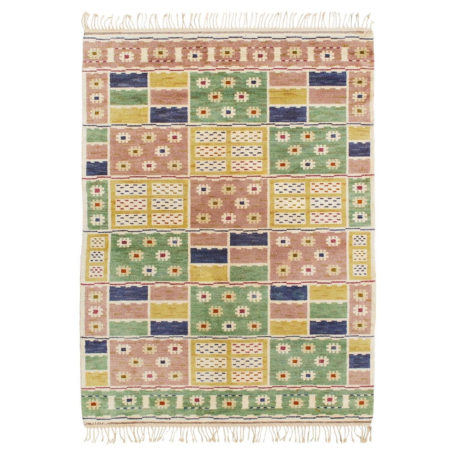 Swedish Vintage Pile Rug Ängarna by Märta Måås-fjetterström, Mid-20th Century