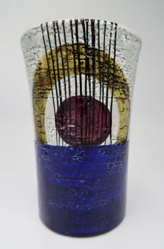 Swedish Vintage Rörstrand Ceramic Blue, Grey Vase by Olle Alberius, 1960s