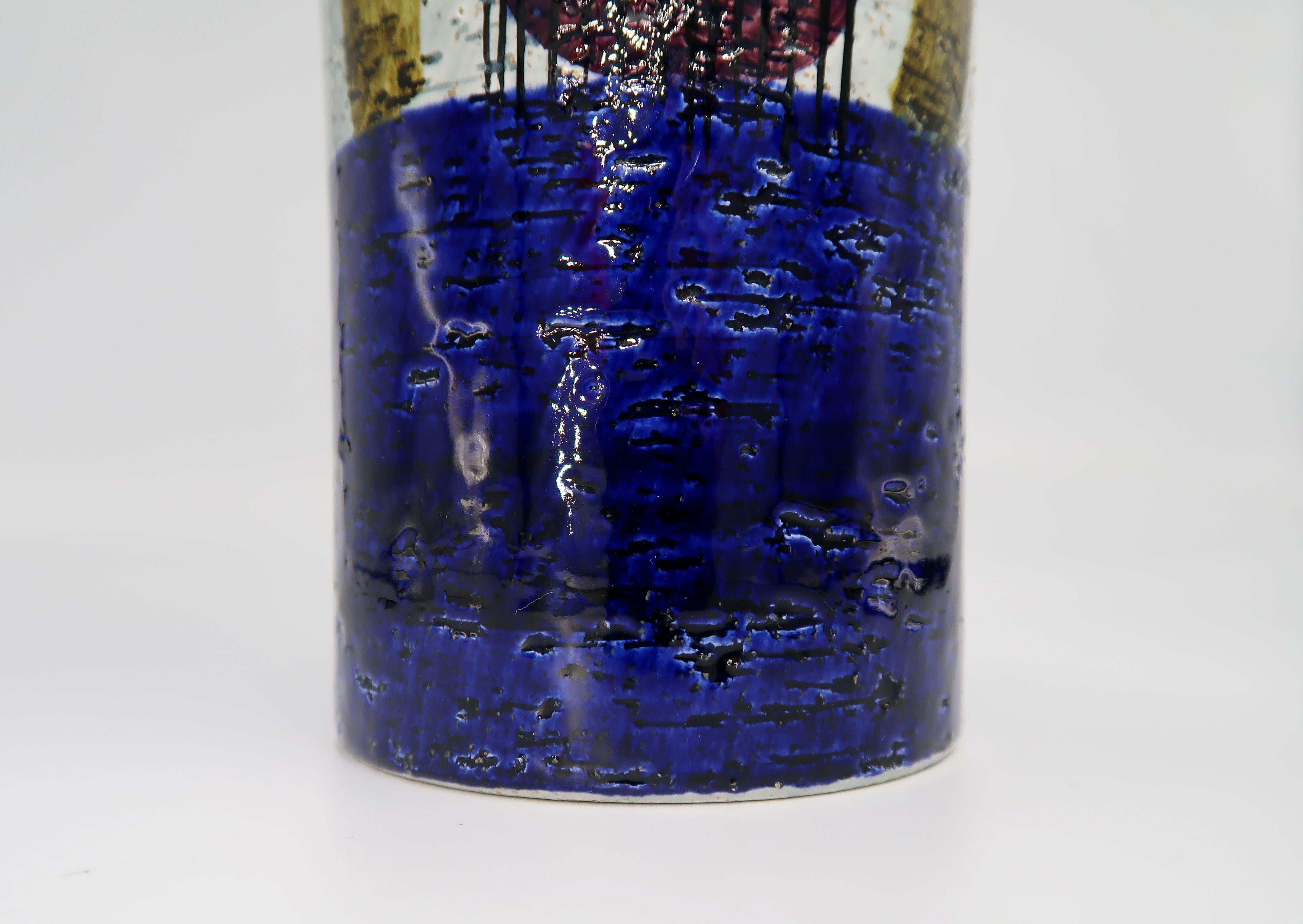Mid-20th Century Swedish Vintage Rörstrand Ceramic Blue, Grey Vase by Olle Alberius, 1960s