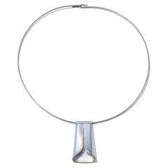 Swedish Retro Silver and 18k Gold Neck Ring by Manfred Chevrell