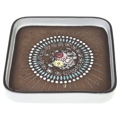 Cuenco y bandeja suecos de gres vintage, diseñados por Mari para la colección Beata de Upsala Ekeby, 1964