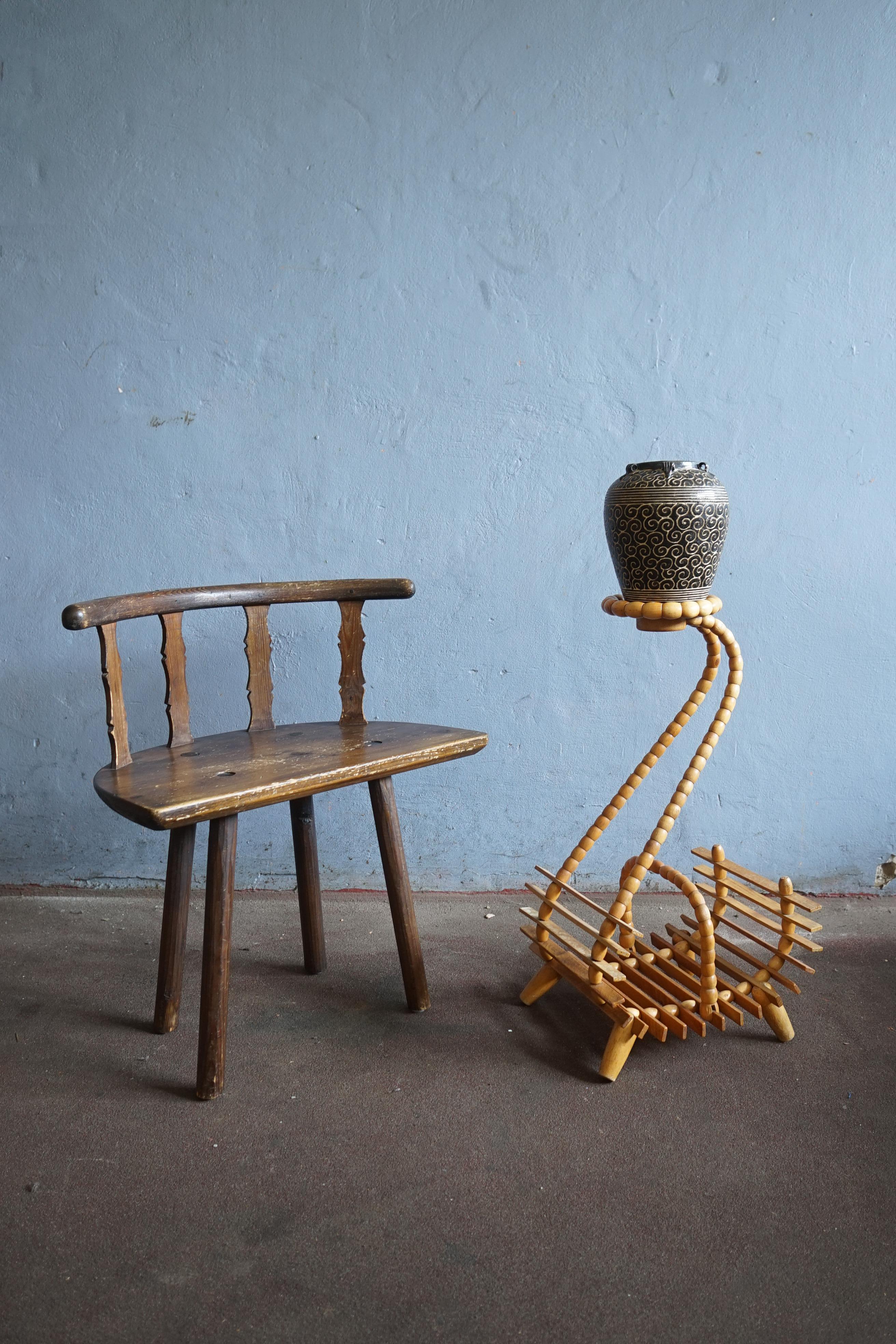 Hand-Crafted Swedish wabi sabi style folk art chair  For Sale