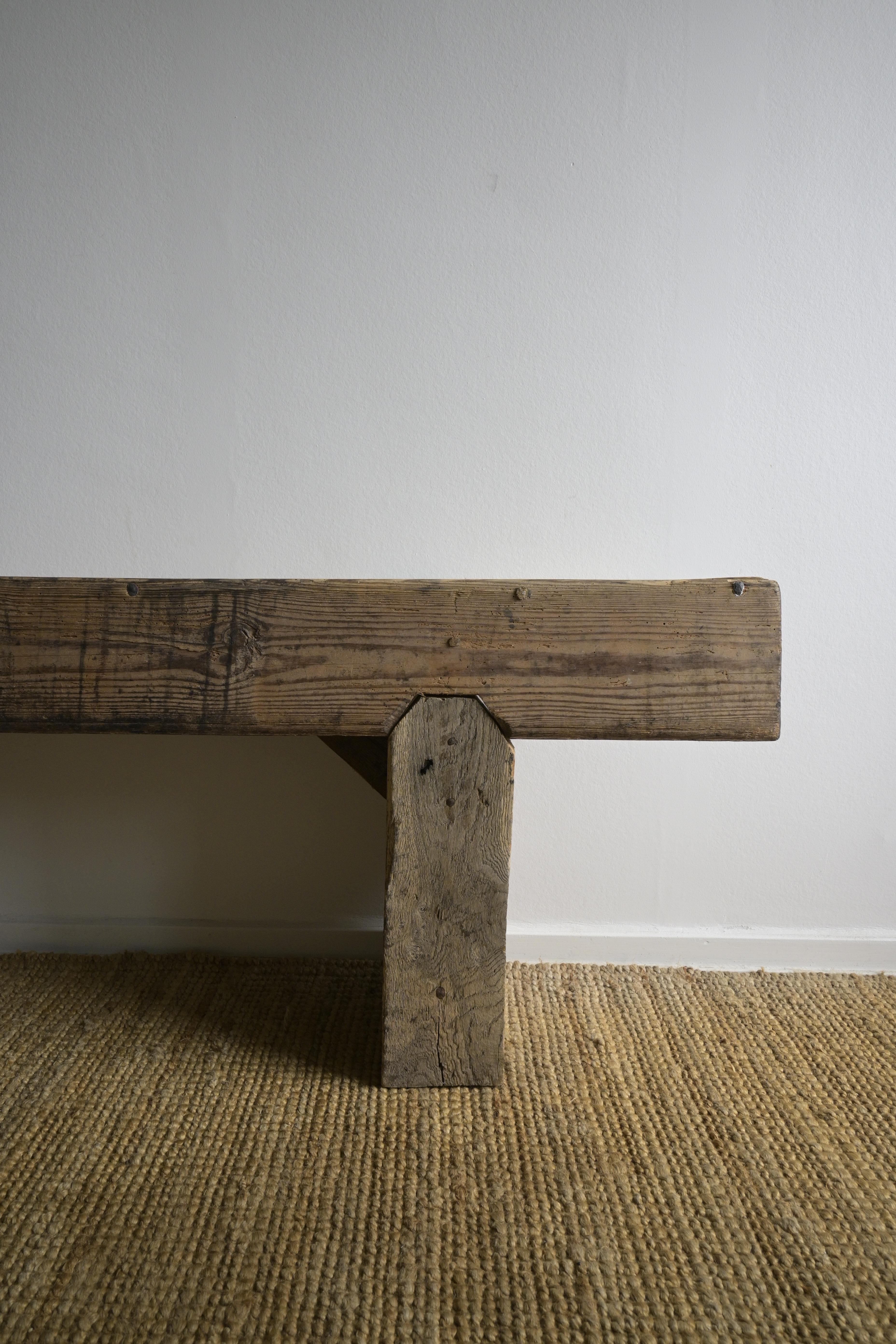 Pine Swedish Long Wall Bench from Öland, ca 1830 For Sale