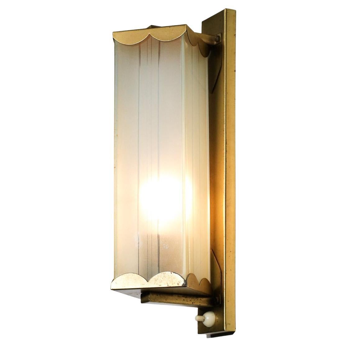 Swedish wall lamp 50's brass and glass  For Sale