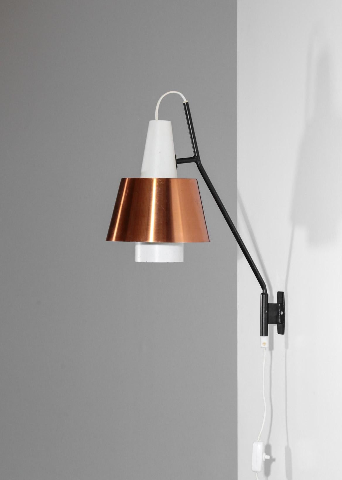 Scandinavian Modern Swedish Wall Light for Luco Vintage Copper For Sale