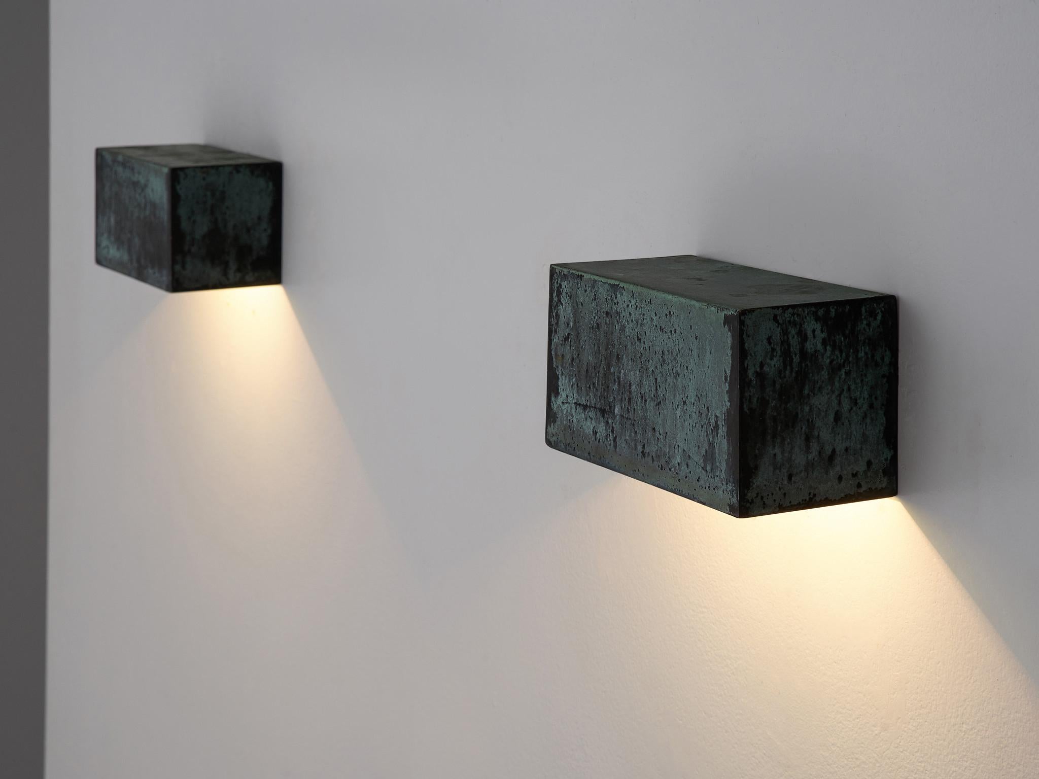 Metal Swedish Wall Lights in Patinated Copper