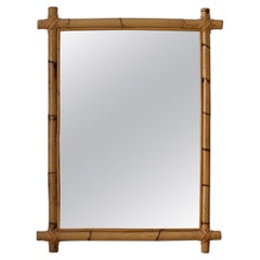 Swedish, Wall Mirror, Bamboo, Cane, Mirror Glass, Sweden, 1960s