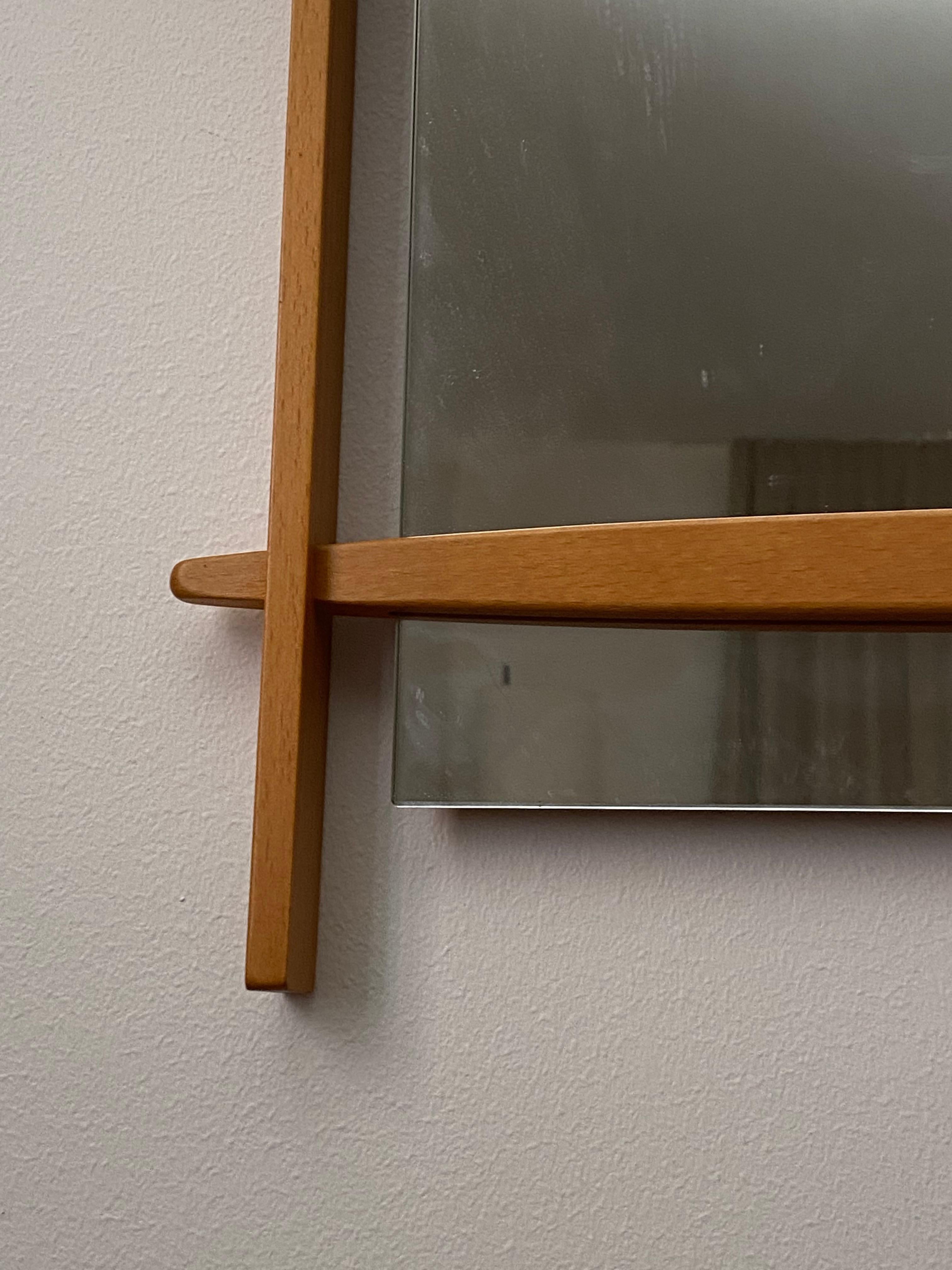Swedish, Wall Mirror, Solid Oak, Mirror Glass, Sweden, 1960s In Good Condition In High Point, NC