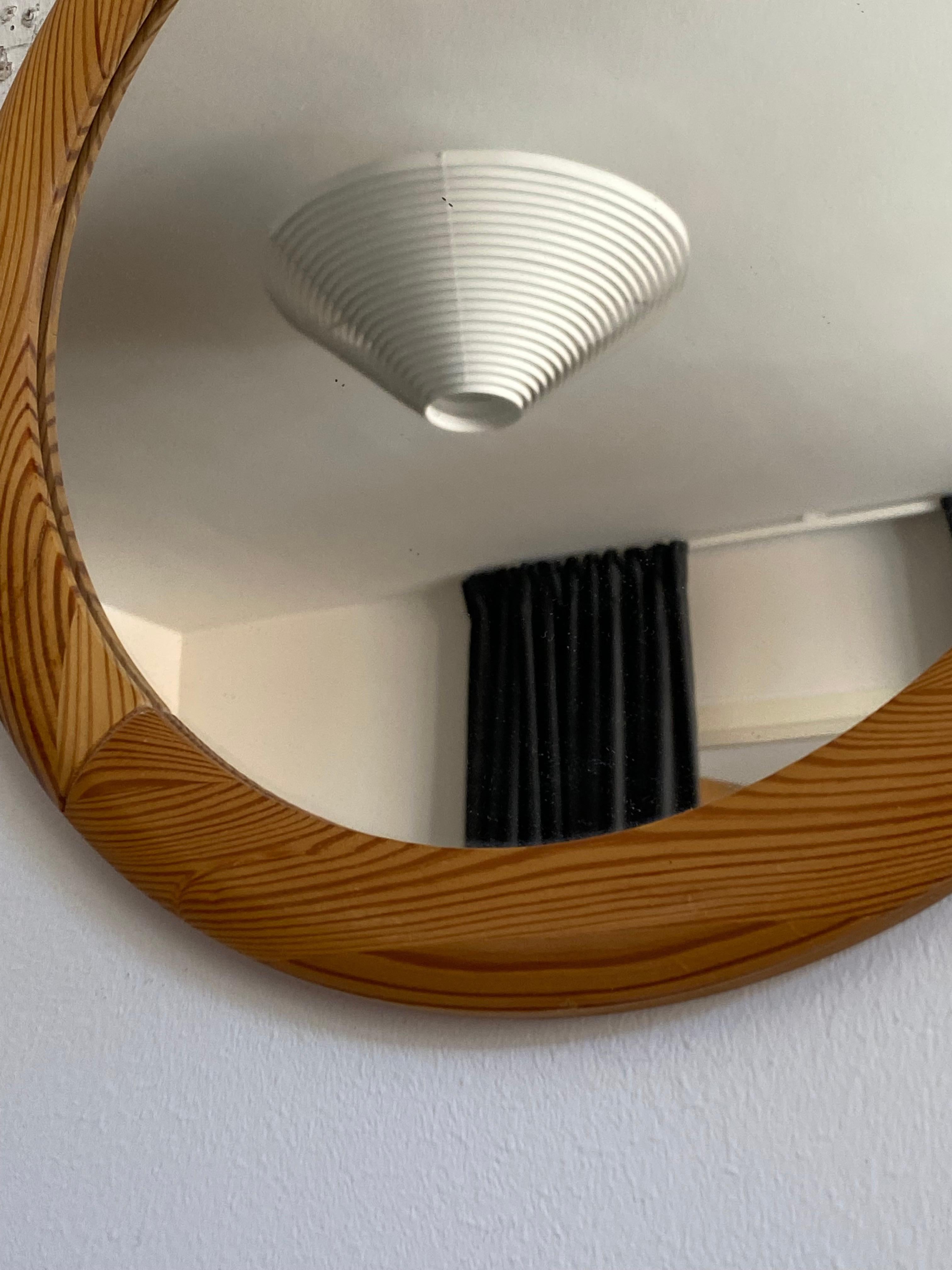 Swedish, Wall Mirror, Solid Pine, Mirror Glass, Sweden, 1980s In Good Condition In High Point, NC