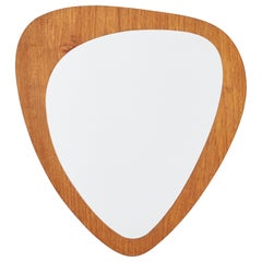Swedish, Wall Mirror, Teak, Mirror Glass, Sweden, 1950s