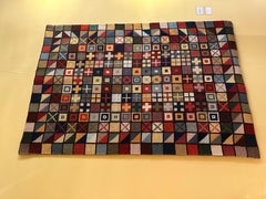 Swedish Wall Tapestry with Geometric Wool Embroidery