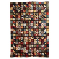 Swedish Wall Tapestry with Geometric Wool Embroidery