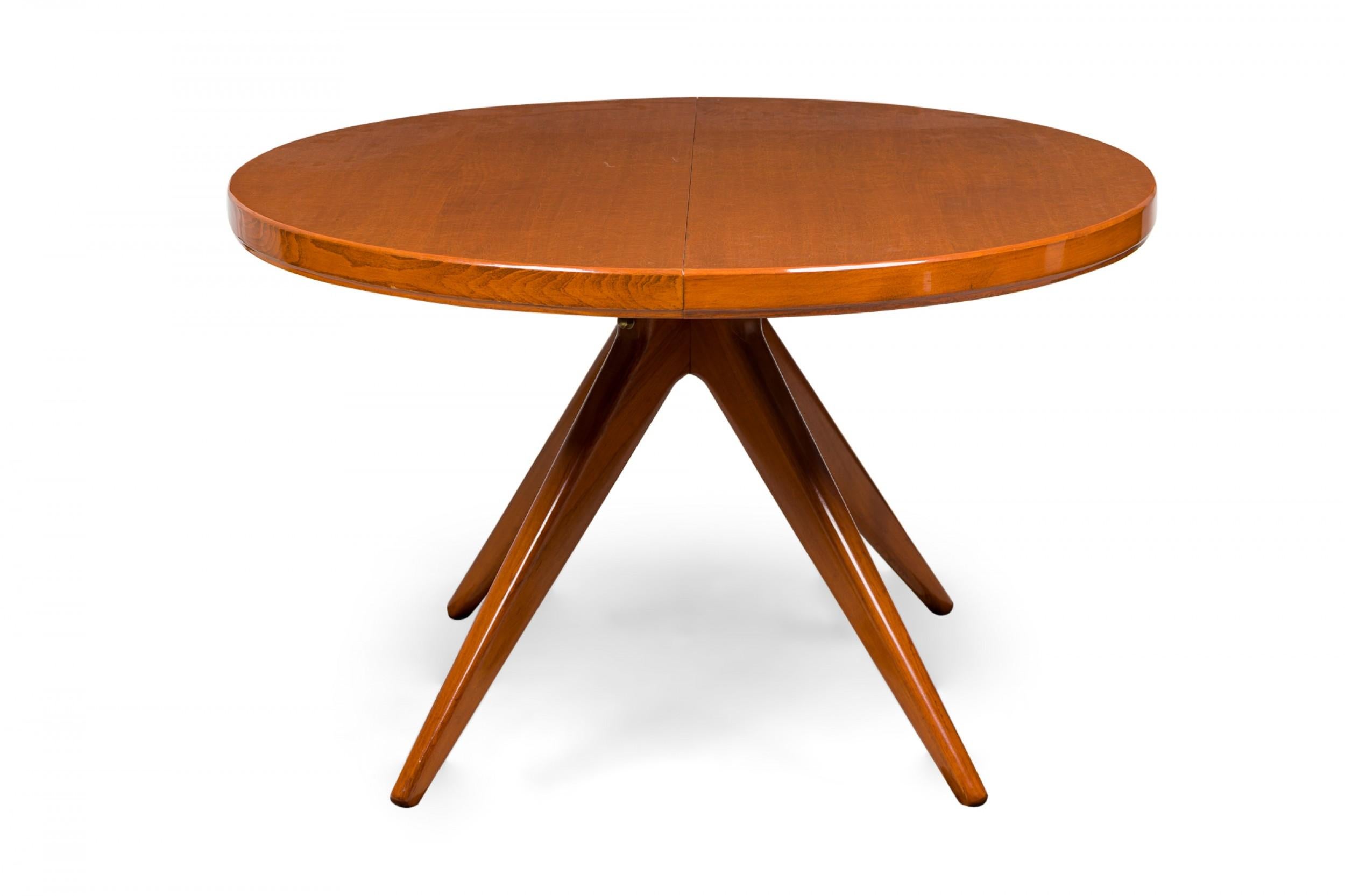 Mid-Century Modern Swedish Walnut Circular Extension Dining Center Table, Attributed to Erno Fabry For Sale