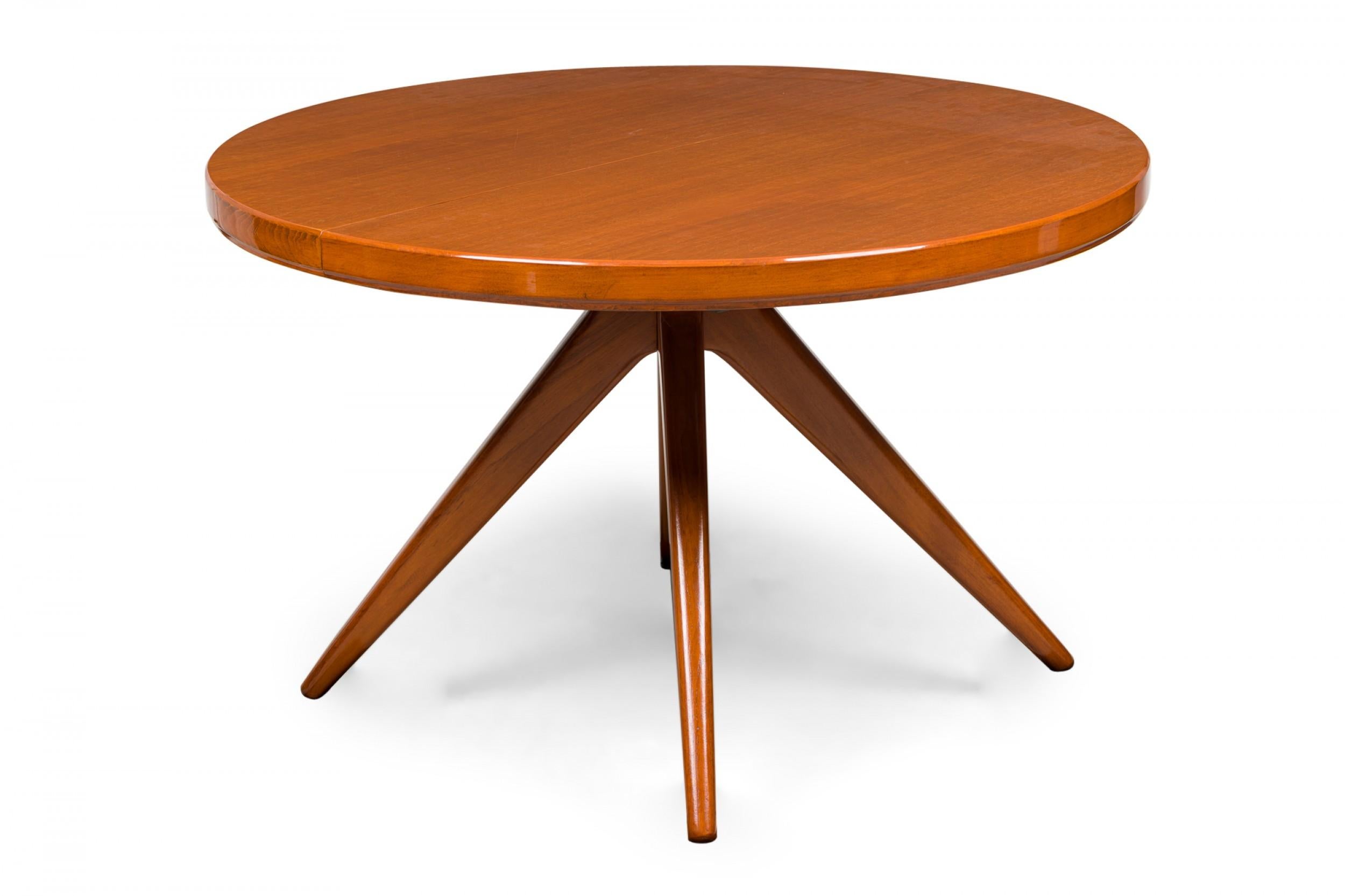Hand-Crafted Swedish Walnut Circular Extension Dining Center Table, Attributed to Erno Fabry For Sale