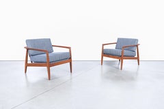Swedish Walnut Lounge Chairs by Folke Ohlsson for DUX