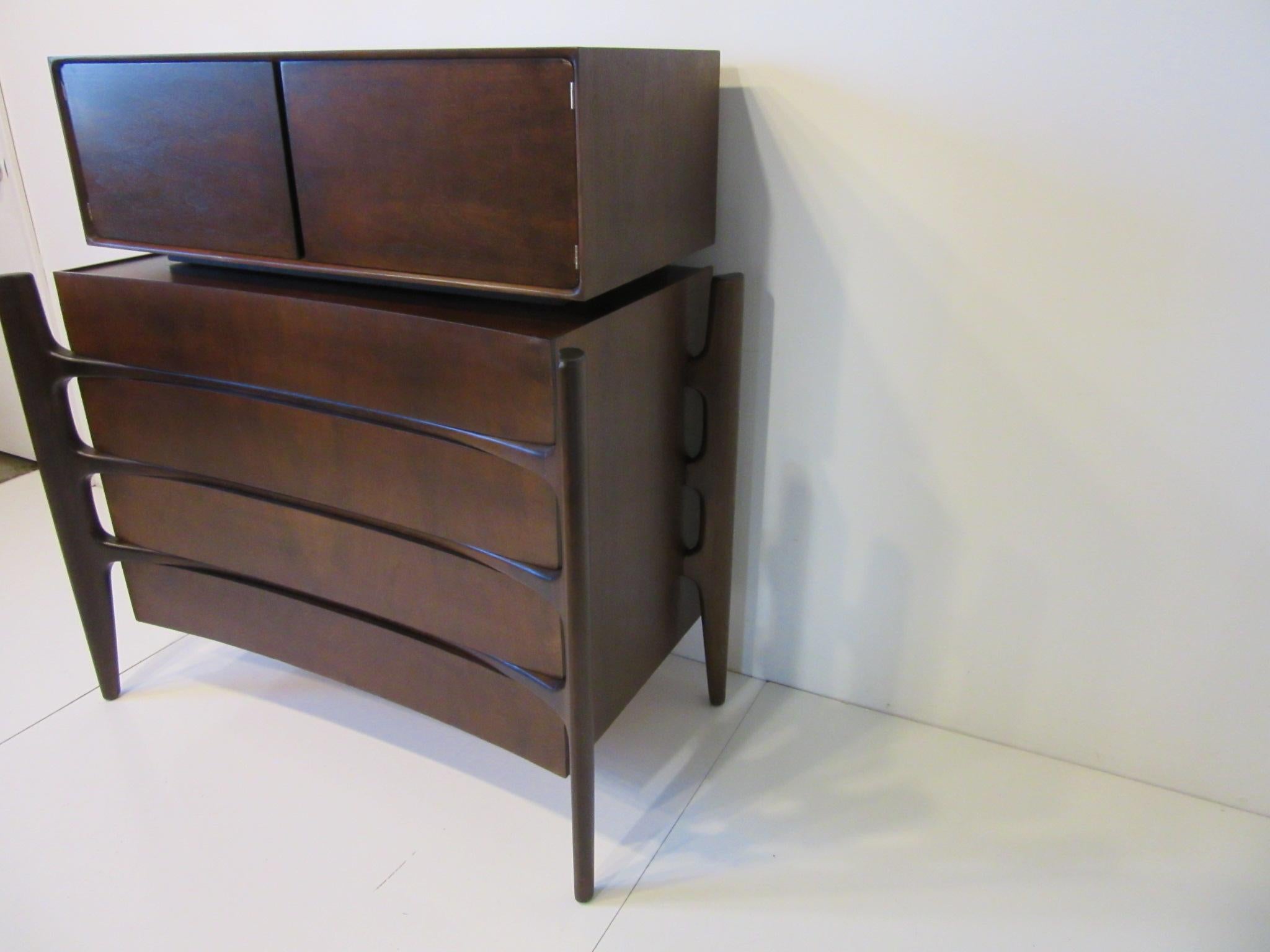Mid-Century Modern Swedish Walnut Midcentury 2-Piece Dresser /Chest by William Hinn