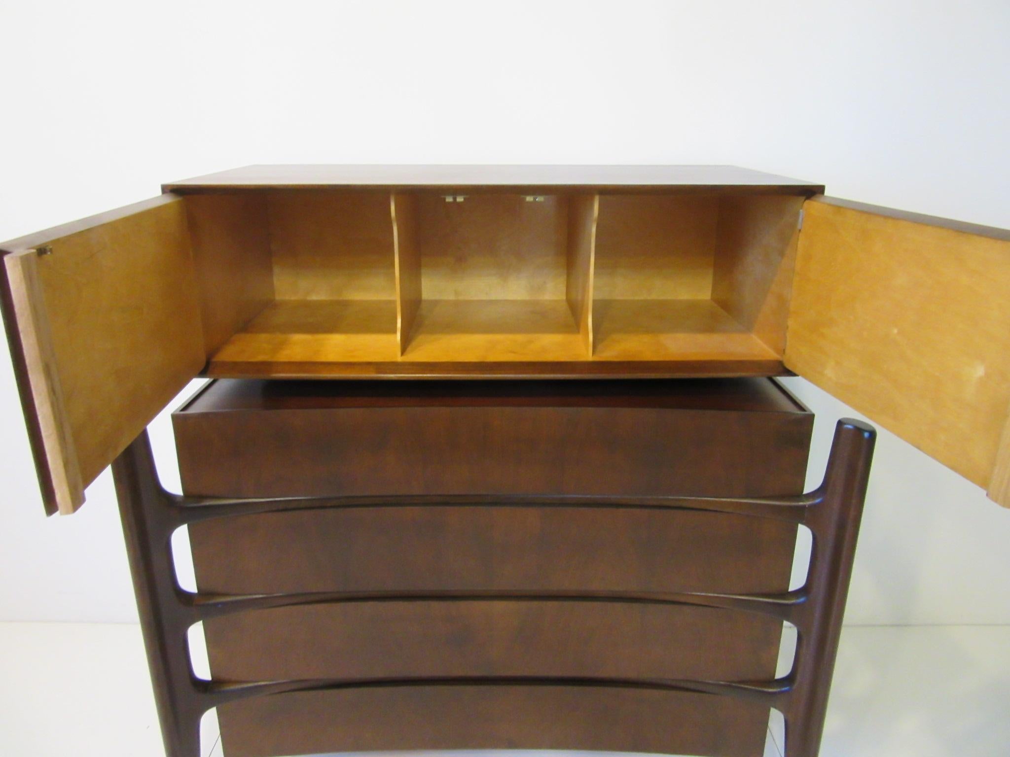 Swedish Walnut Midcentury 2-Piece Dresser /Chest by William Hinn 1