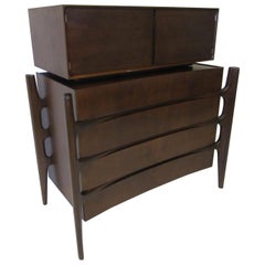 Swedish Walnut Midcentury 2-Piece Dresser /Chest by William Hinn