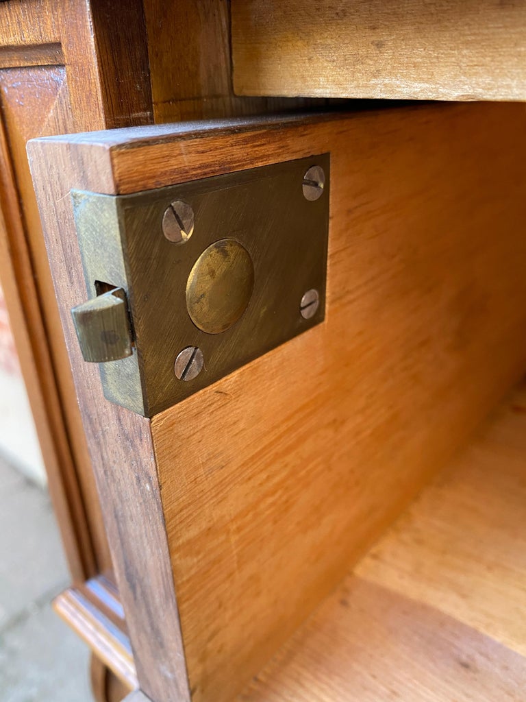 Swedish Walnut Veneered Tallboy Chest of Drawers with Brass Hardware