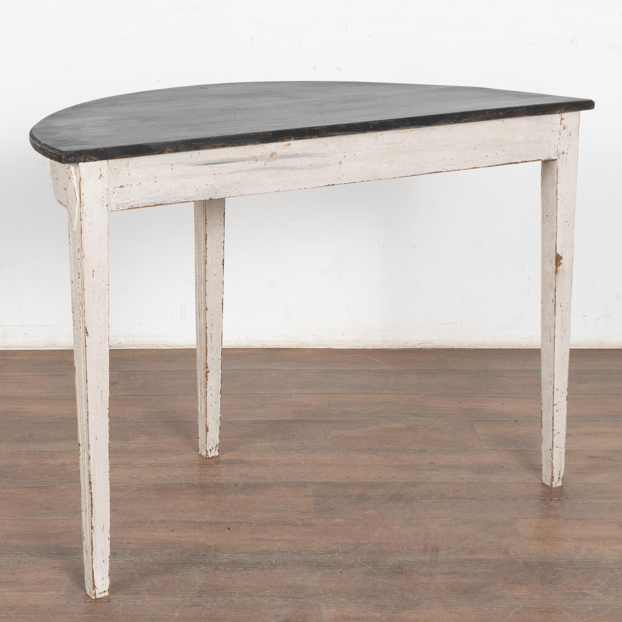 Swedish White Demi Lune Side Table, circa 1860-80 For Sale 4