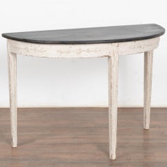 Table d'appoint Demi Lune blanche suédoise, vers 1860-80