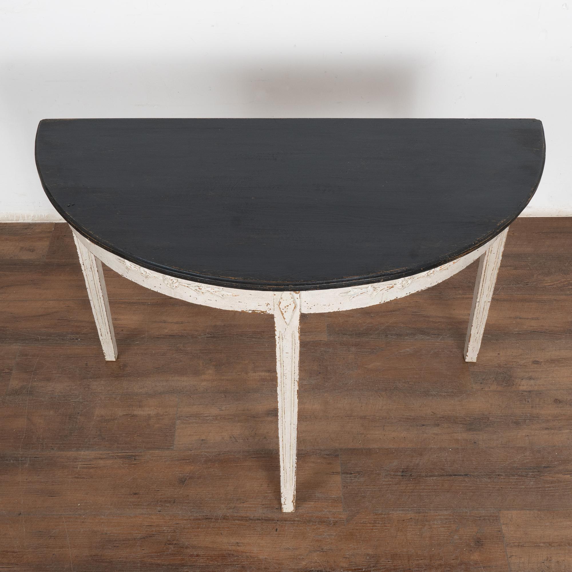 Gustavian Swedish White Demi Lune Side Table, circa 1860-80 For Sale