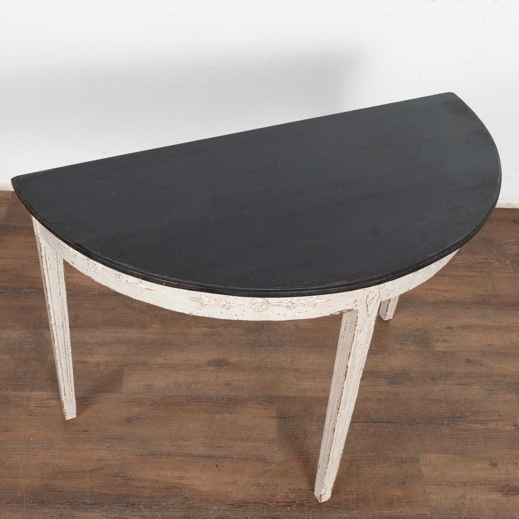 Swedish White Demi Lune Side Table, circa 1860-80 In Good Condition For Sale In Round Top, TX