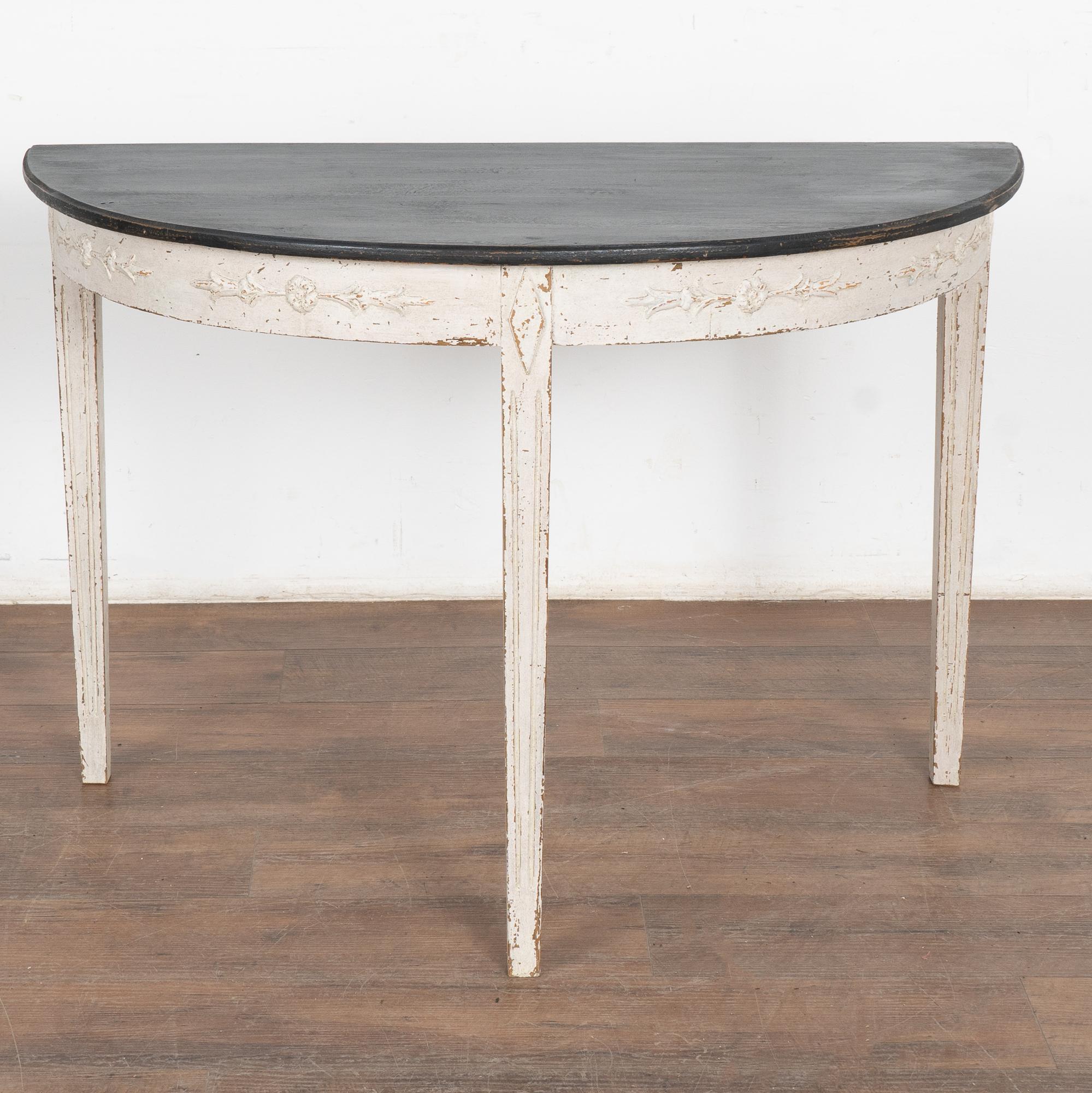 19th Century Swedish White Demi Lune Side Table, circa 1860-80 For Sale