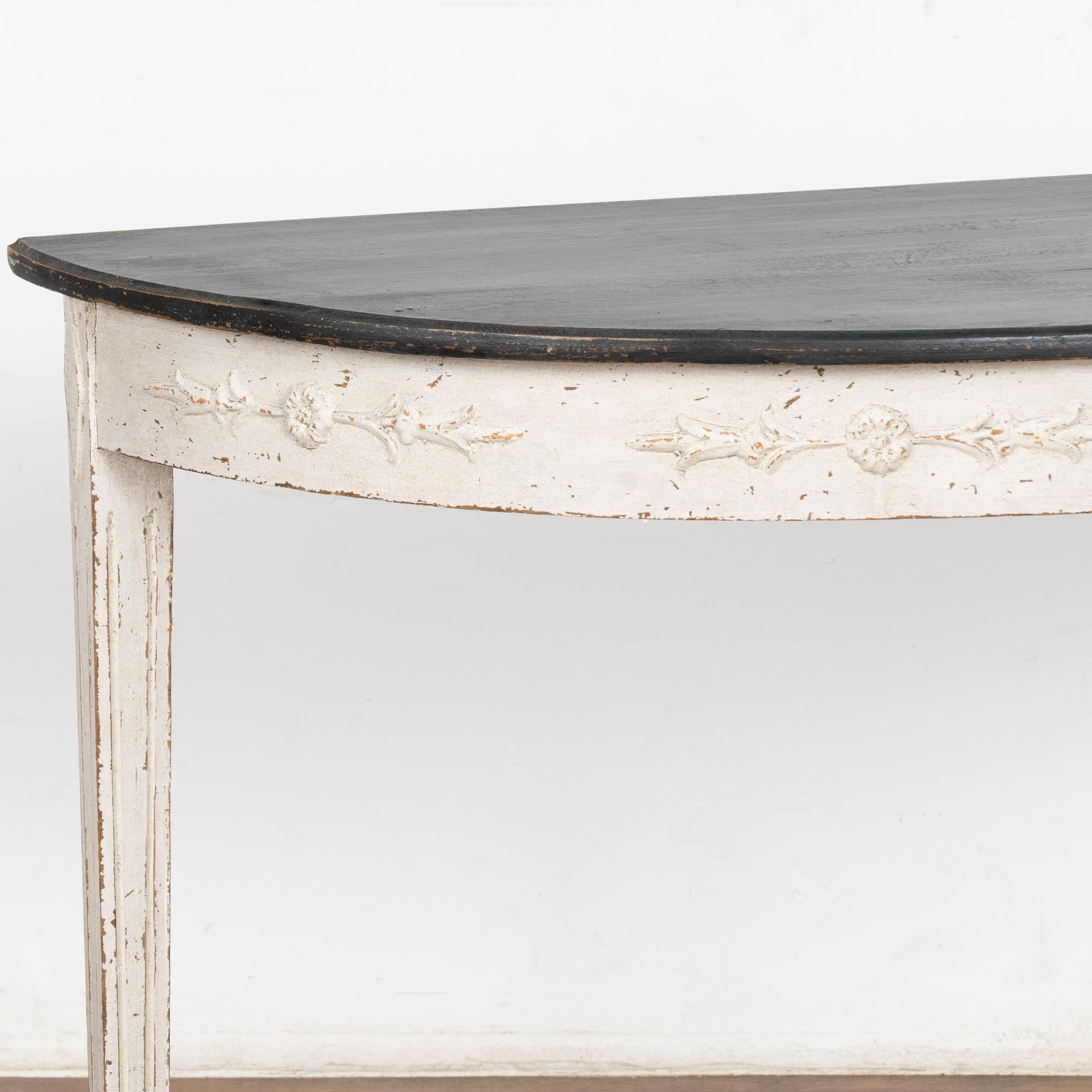 Swedish White Demi Lune Side Table, circa 1860-80 For Sale 1