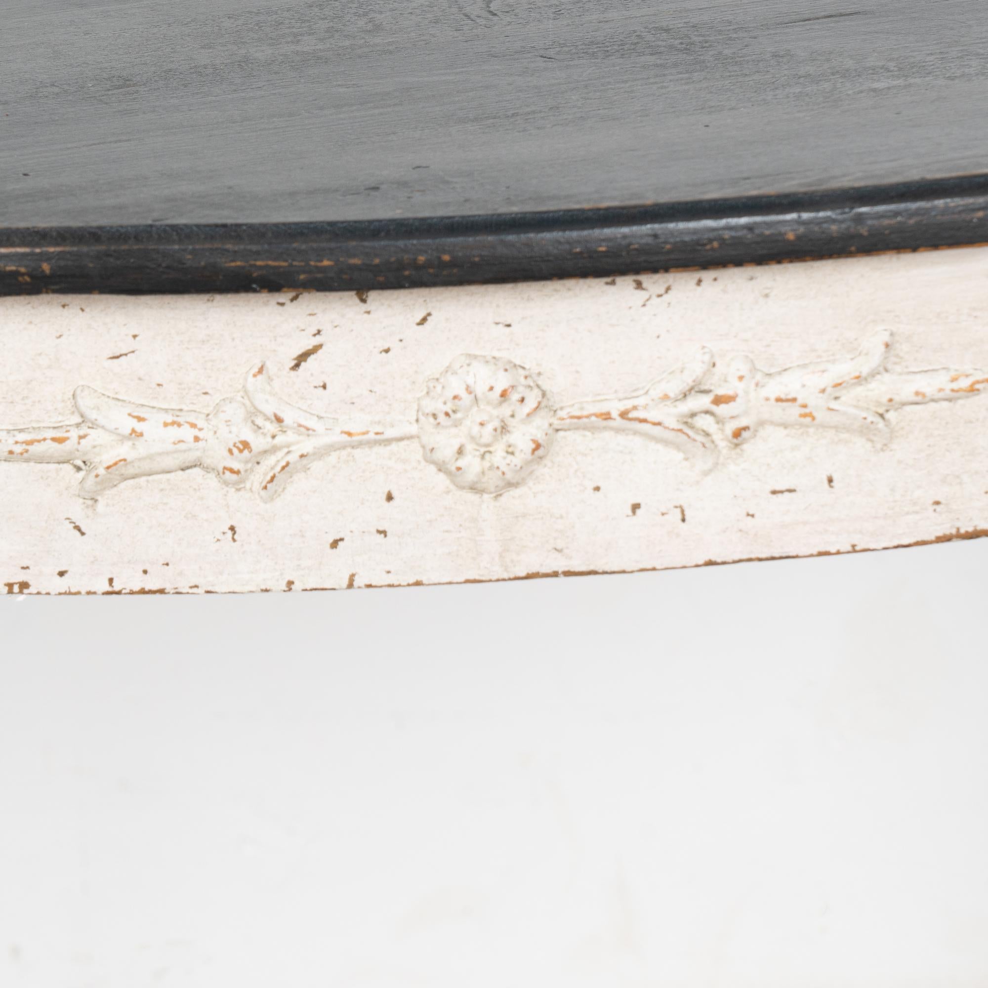 Swedish White Demi Lune Side Table, circa 1860-80 For Sale 2