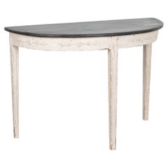 Swedish White Demi Lune Side Table, circa 1860-80