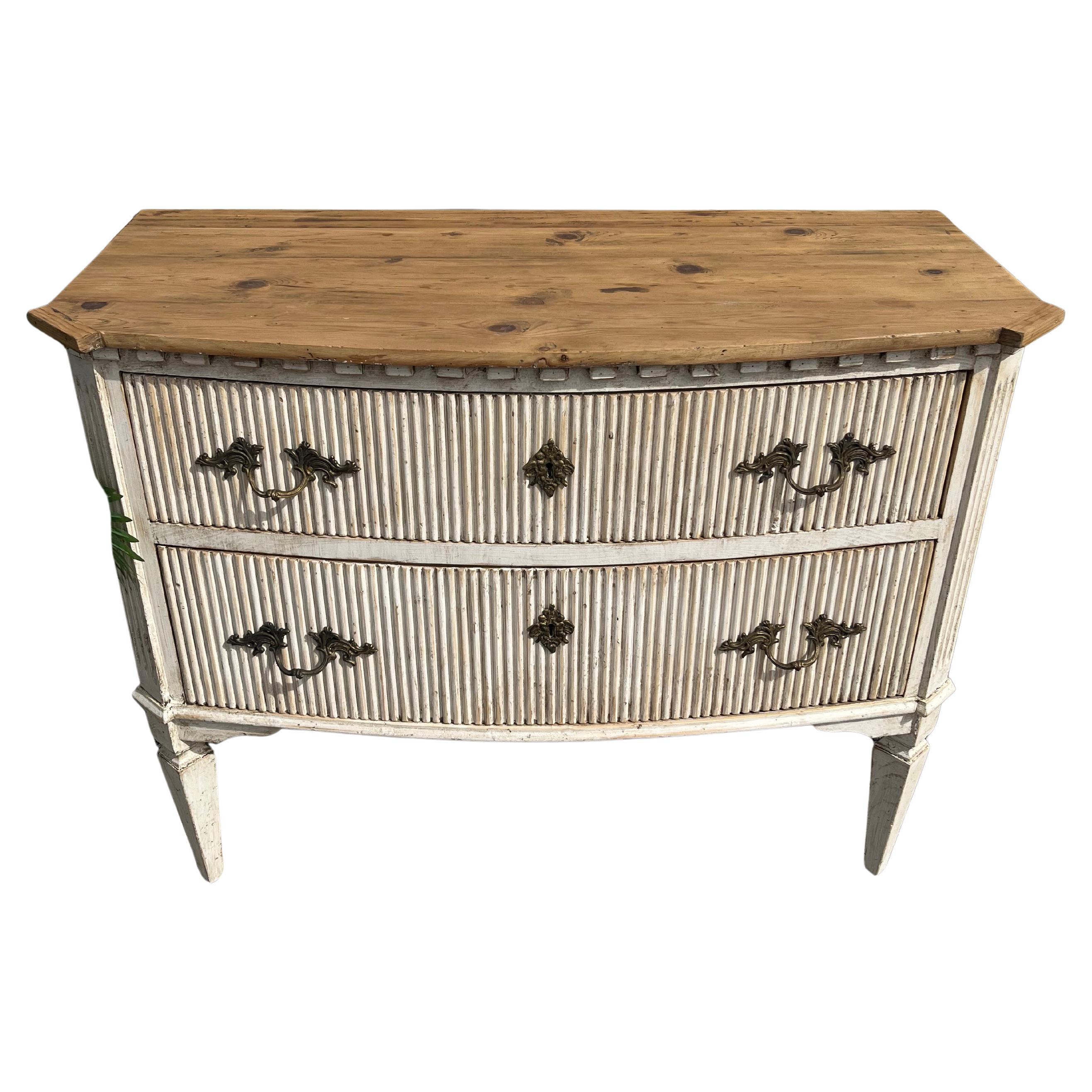 Swedish white drawer with natural wood top