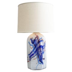 Swedish White Glass Table Lamp by Michael Bang