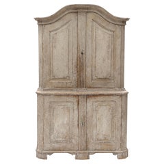 Antique Swedish White Gray Rococo Cabinet