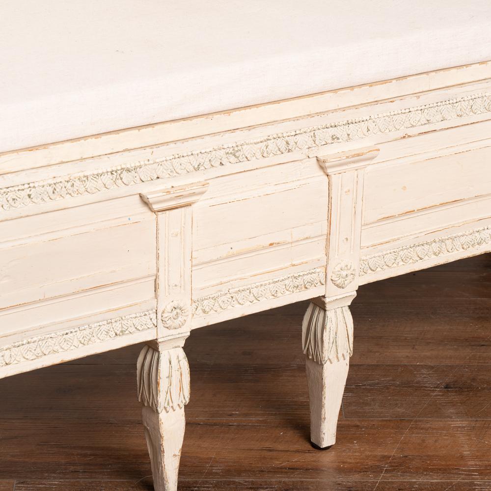 Swedish White Gustavian Bench With Storage, circa 1810-30 1