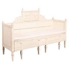 Swedish White Gustavian Bench With Storage, circa 1810-30