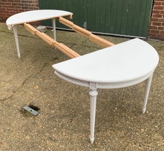 Swedish White Gustavian Extendable Dining Table C. 1940 8 10 Seat