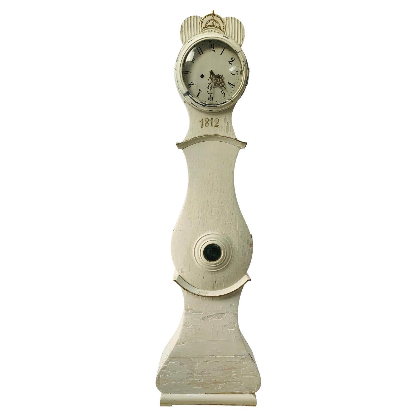 Reloj Blanco Mora Sueco 1812 Antiguo Tallado Fryksdal Abuelo A