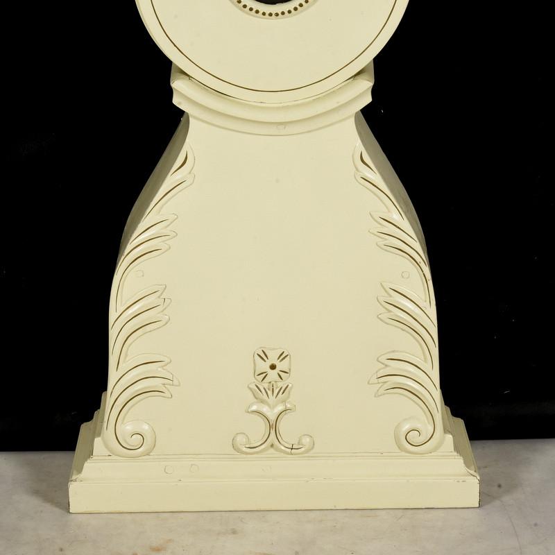 Early Victorian Swedish White Mora Clock Early 1800s Antique Carved AAL Mora Grandfather