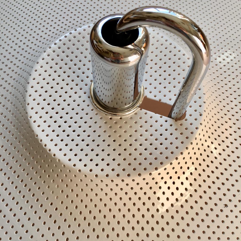 Swedish White Perforated Metal “Zero” Ceiling Lamp by Lindau & Lindekrantz 1980s For Sale 4