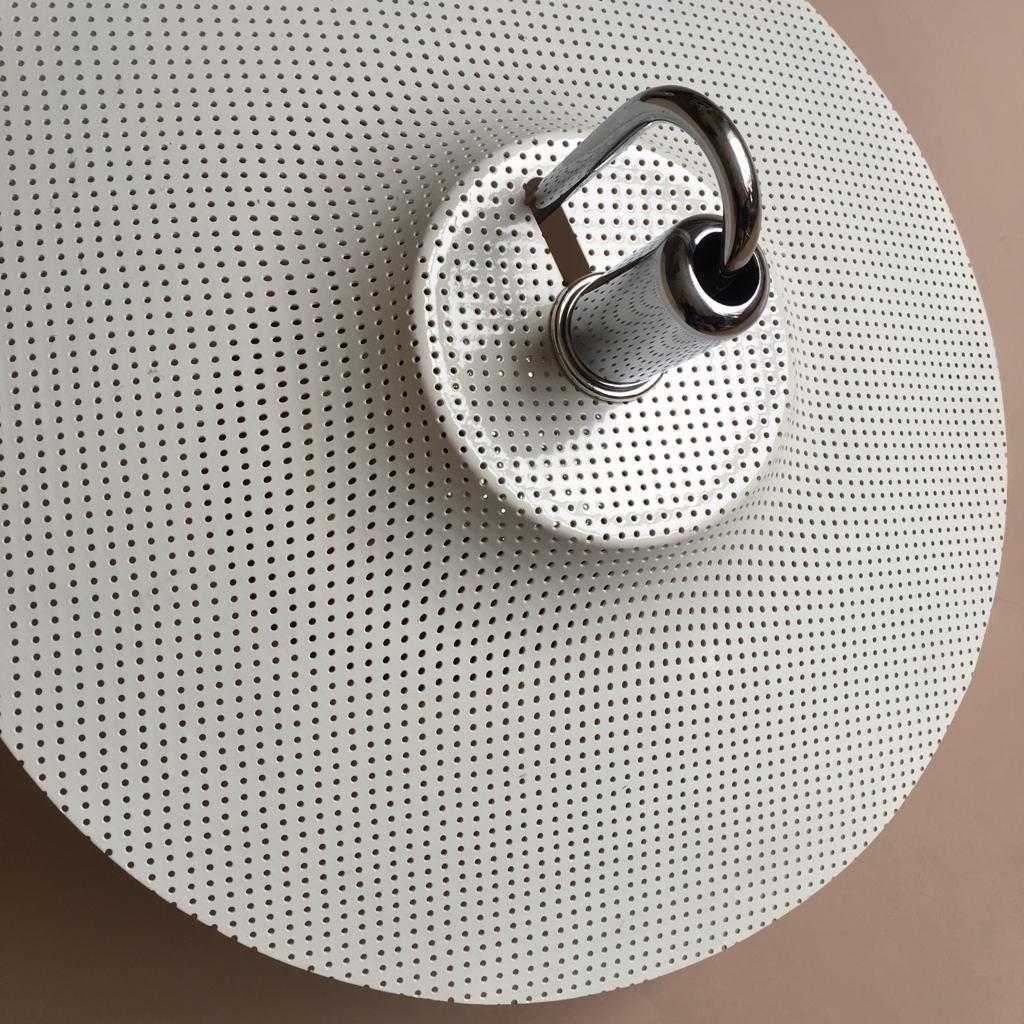 Lacquered Swedish White Perforated Metal “Zero” Ceiling Lamp by Lindau & Lindekrantz 1980s For Sale