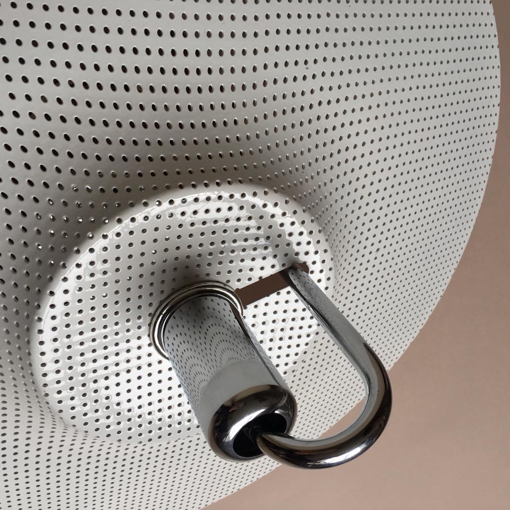 Swedish White Perforated Metal “Zero” Ceiling Lamp by Lindau & Lindekrantz 1980s In Good Condition For Sale In Riga, Latvia