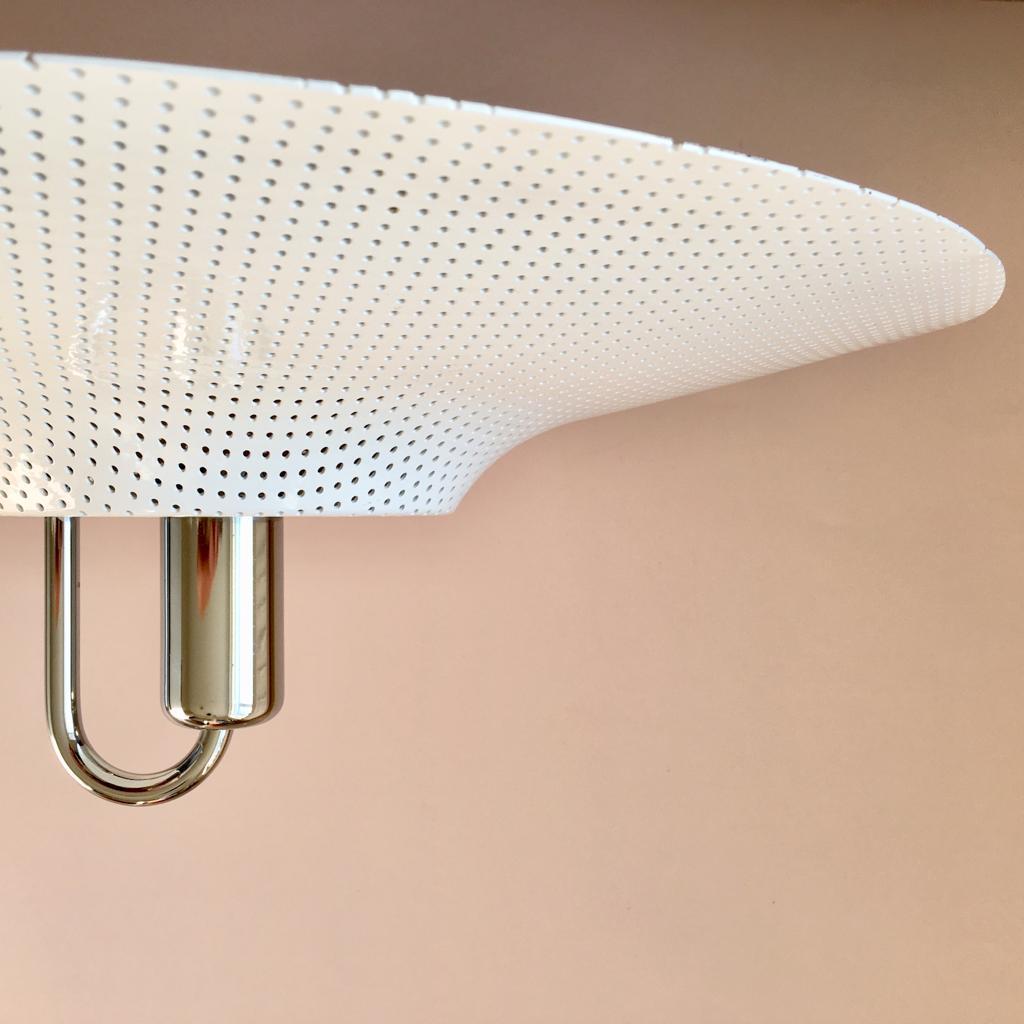 Swedish White Perforated Metal “Zero” Ceiling Lamp by Lindau & Lindekrantz 1980s For Sale 1