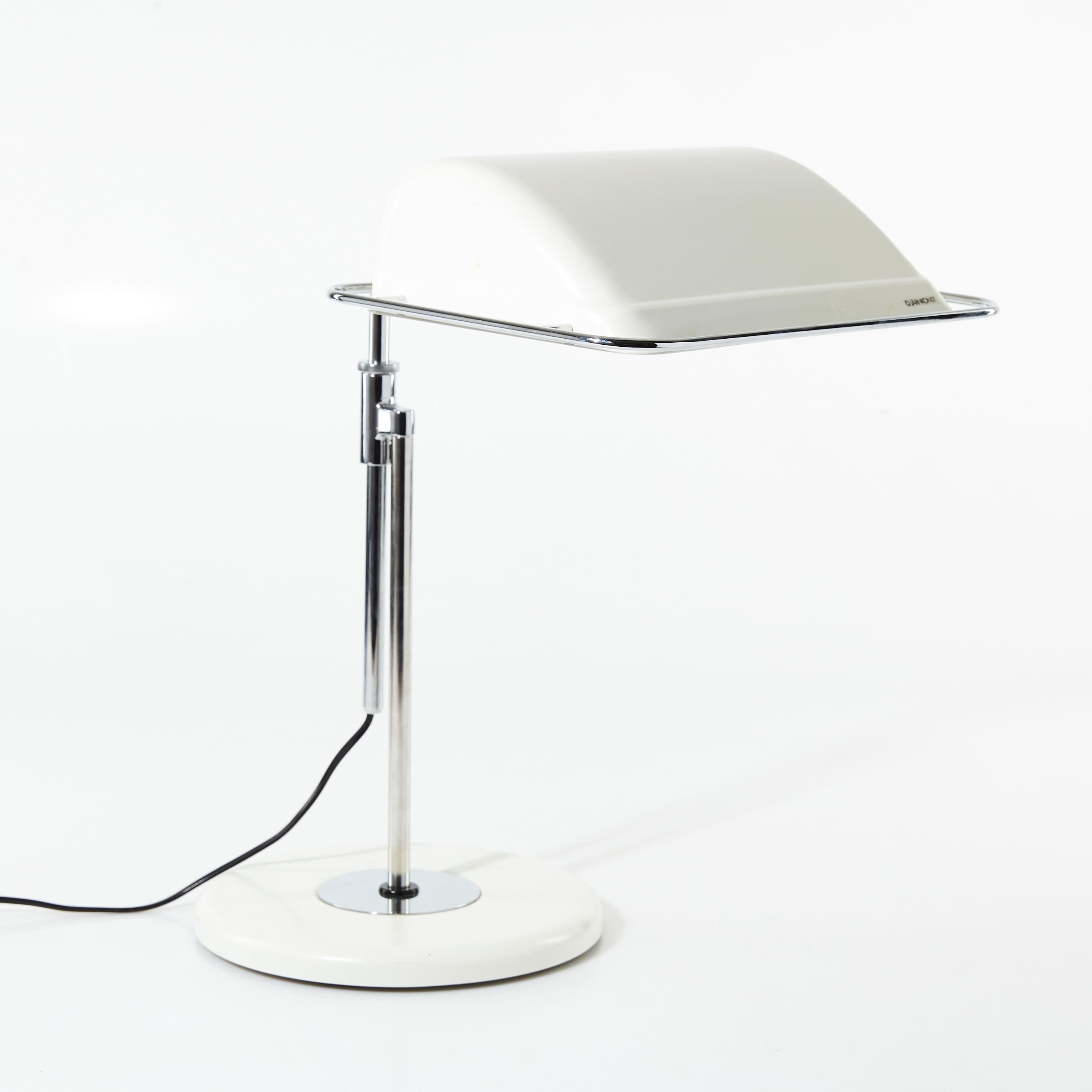 Stainless Steel Swedish White Table Lamp from the 1970s