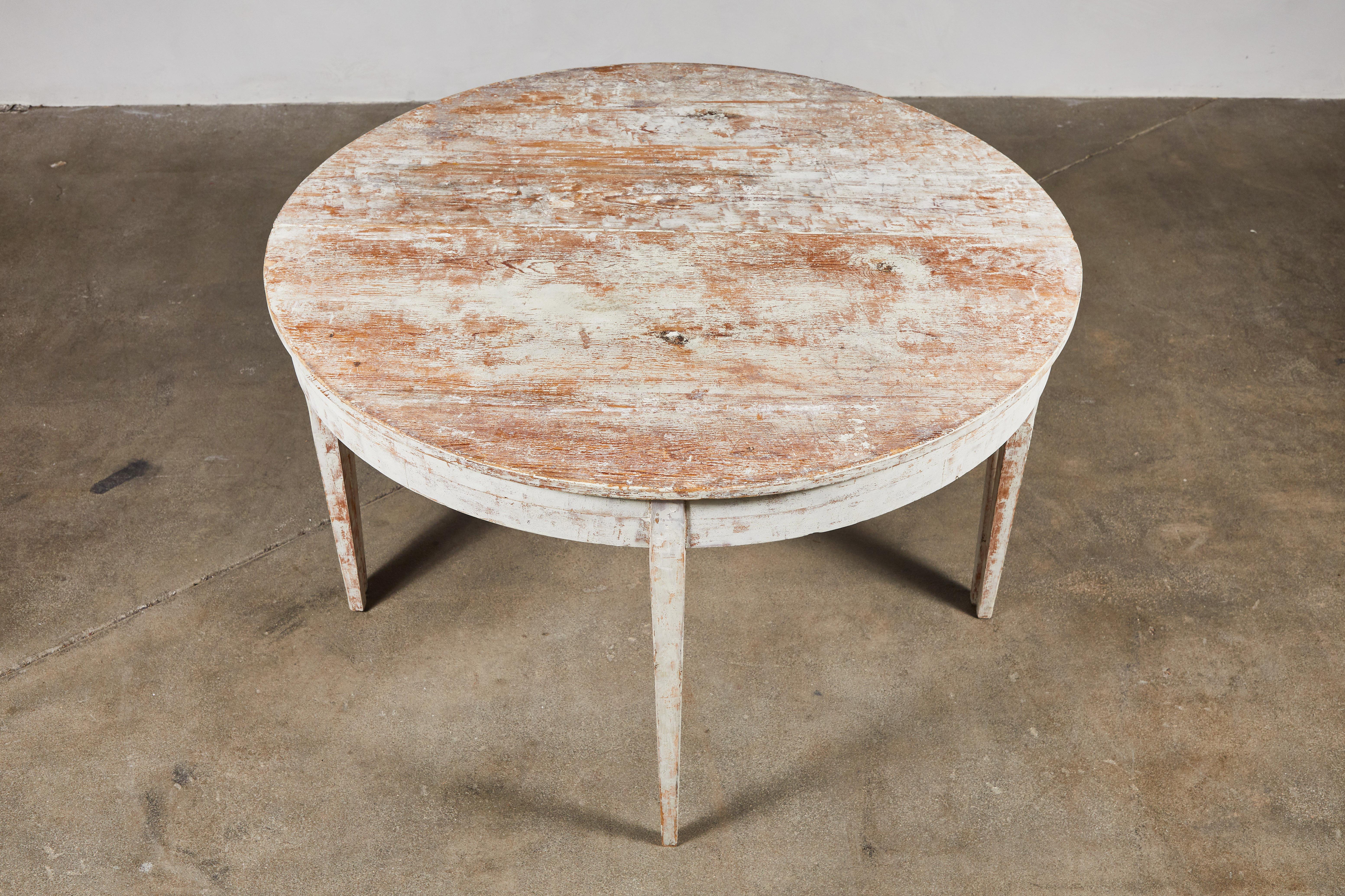 Swedish White Washed Demilune Table In Good Condition In Los Angeles, CA