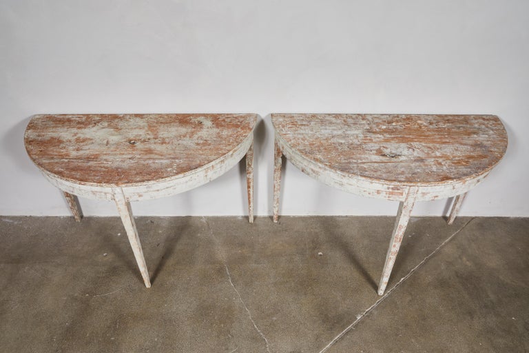 Swedish White Washed Demilune Table at 1stDibs