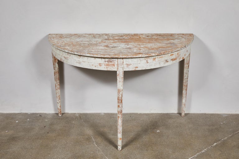 Swedish White Washed Demilune Table at 1stDibs