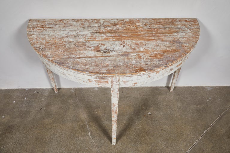 Swedish White Washed Demilune Table at 1stDibs