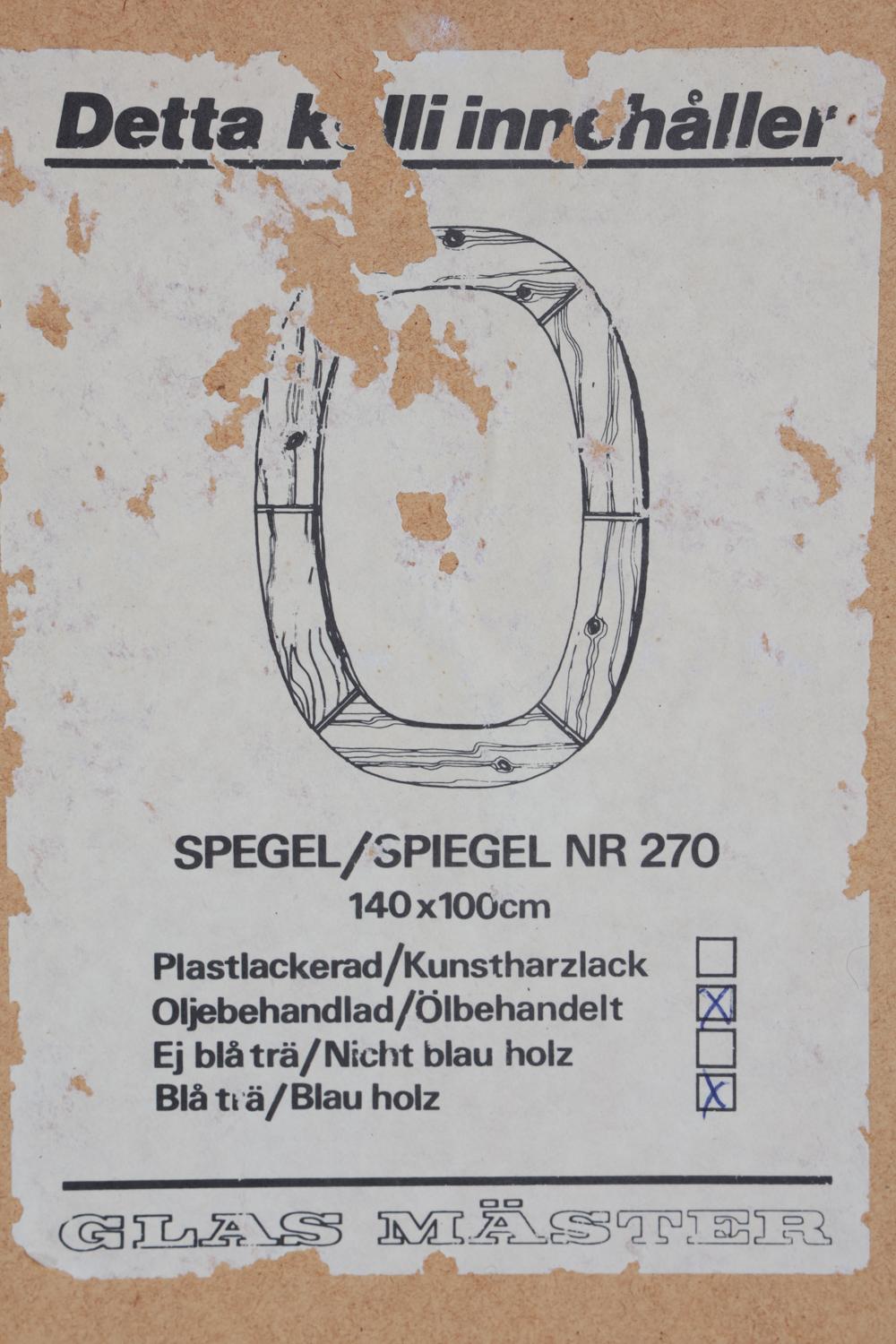Miroir mural ovale en pin de style suédois Wilhelmsson Circa 1970 en vente 9